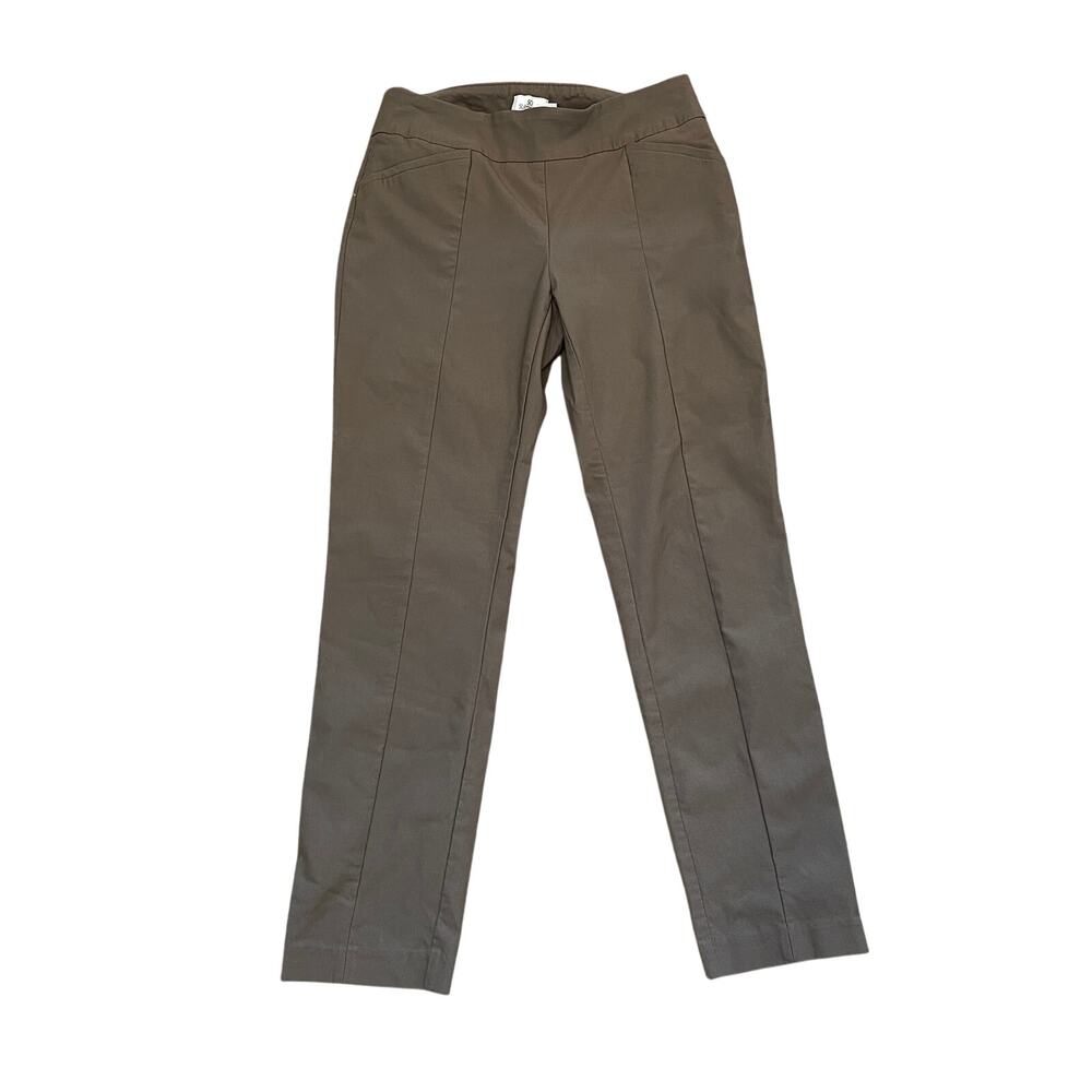 Chico's 0 Taupe Khaki So Slimming Pull On Ankle Pants, Minimalist, Casual Size S